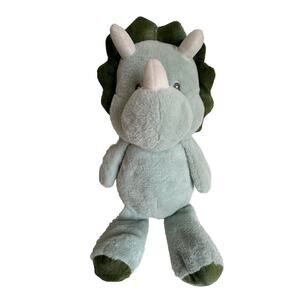 Kelly Baby Dinosaur Plush Green Dino Rattle Stuffed Animal Toy Triceratops